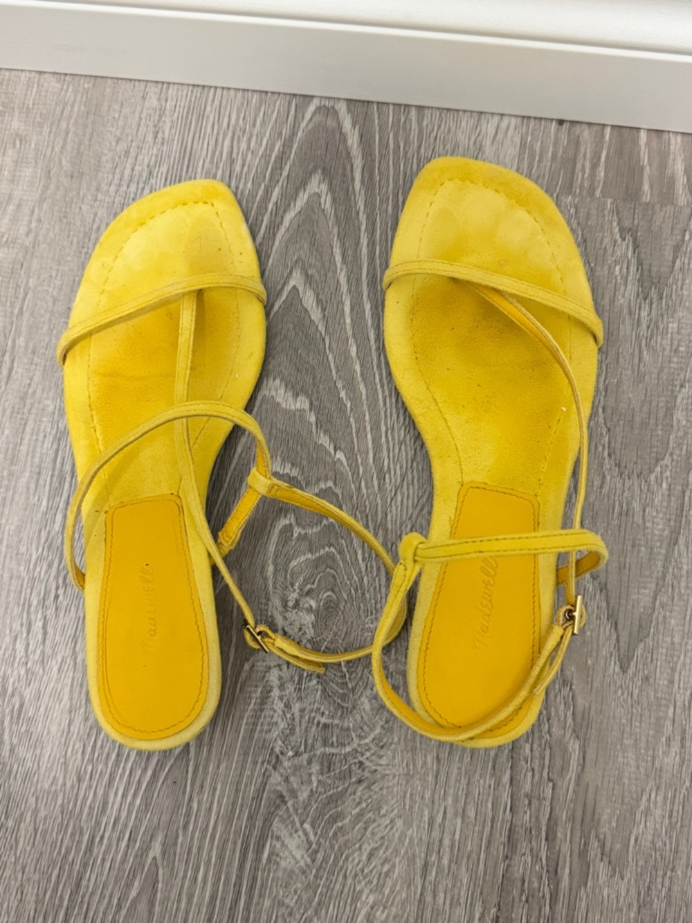 Madewell Yellow Suede Strappy Sandals